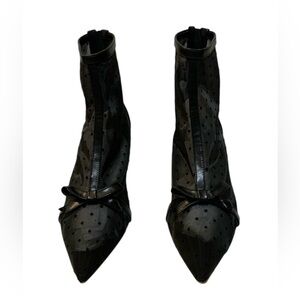 Eloshman Women’s Black Mesh Polka Dot Bootie